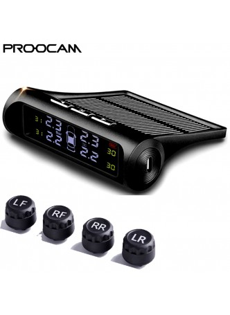 PROOCAM AJ-50 Smart Car TPMS Tyre solar Pressure Monitoring LCD warning System monitor